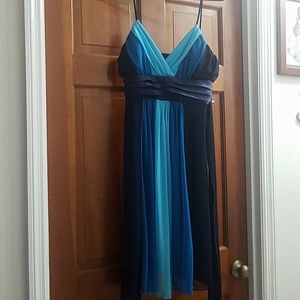 Multi-blues above the knee dress